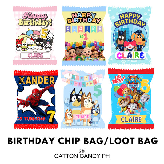 Personalized Birthday Loot Bag Party Favor Souvenir Chip Bag