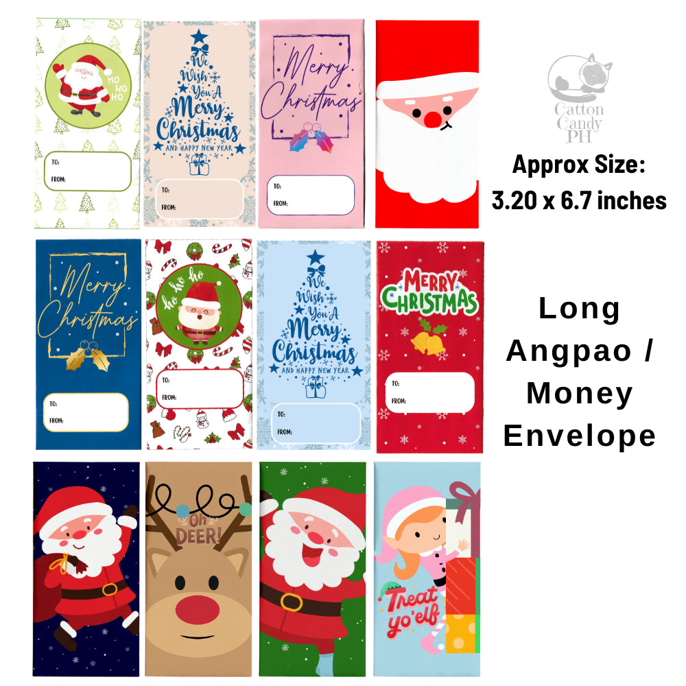 Christmas-Themed Long Angpao Money Envelope: Festive Cash Gift Holder for Holiday Giving
