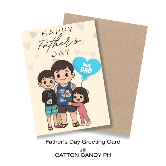 Happy Father's Day Greeting Card (dad and kids) with Envelope