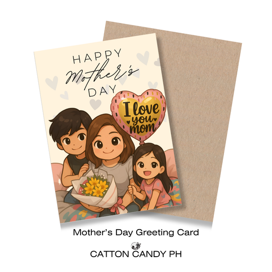Happy Mother's Day Greeting Card (Mom with two kids) with Envelope
