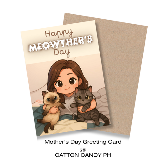 Happy Meowther's Day (Mom with 2 cats) Greeting Card with Envelope