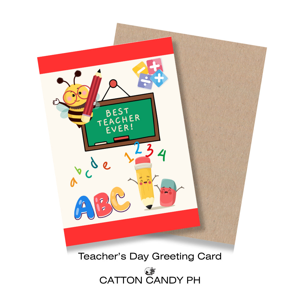 Happy Teacher's Day Greeting Card (Best Teacher Ever) with Envelope