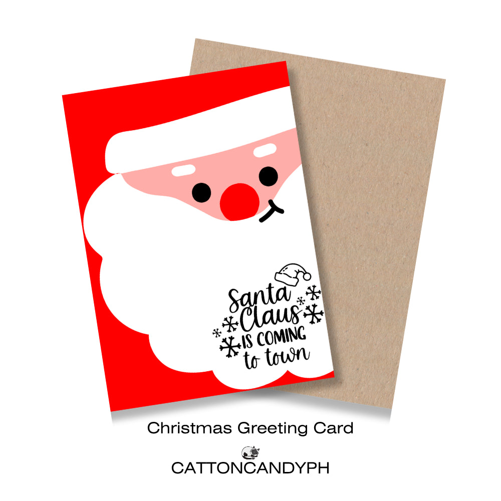 Christmas Greeting Card (Santa Claus is coming to town) with Envelope