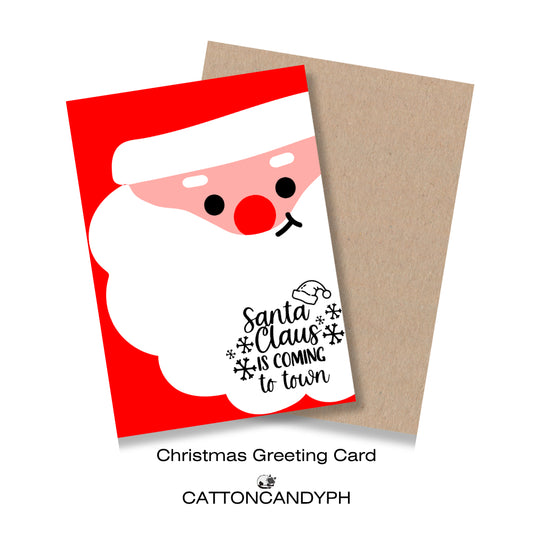 Christmas Greeting Card (Santa Claus is coming to town) with Envelope