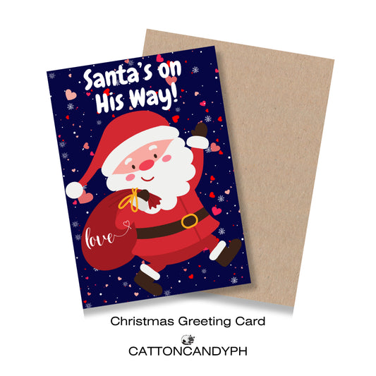 Christmas Greeting Card (Santa's On His Way!) with Envelope